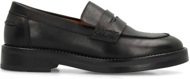 Manfield Dames Klassieke zwarte leren loafers
