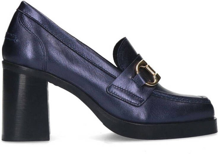 Manfield leren pumps blauw metallic