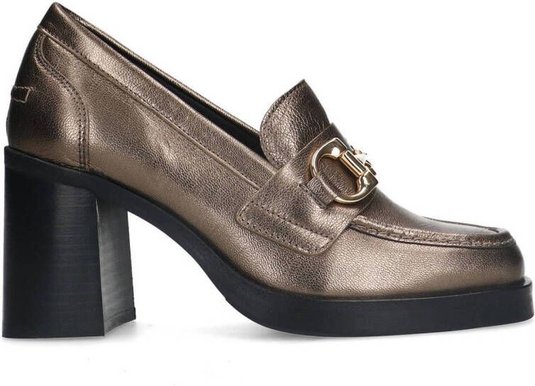 Manfield Dames Goudkleurige leren metallic pumps