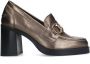 Manfield Dames Goudkleurige leren metallic pumps - Thumbnail 1