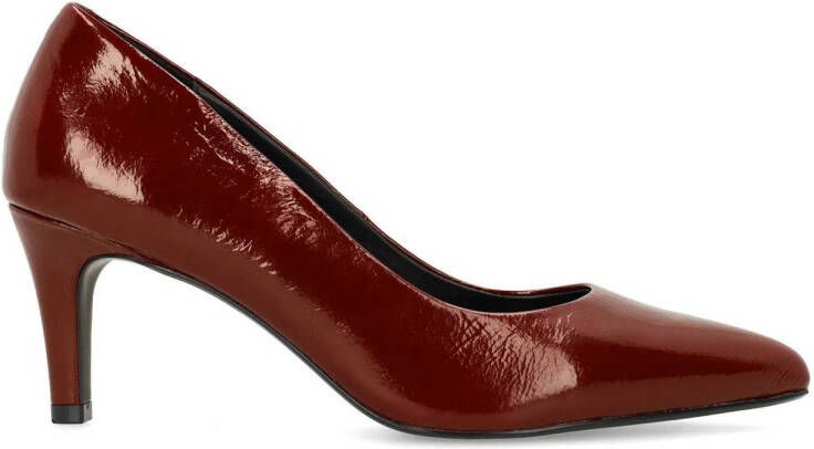 Manfield Dames Burgundy lakleren pumps