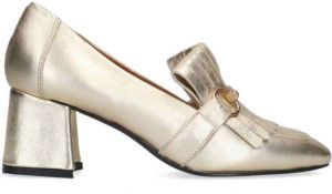 Manfield Dames Goudkleurige leren gesloten pumps