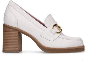 Manfield Dames Witte leren loafer pumps