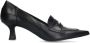 Manfield Dames Zwarte leren pumps met goudkleurig detail - Thumbnail 1