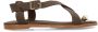 Manfield Dames Bruine leren sandalen met goudkleurig detail - Thumbnail 1