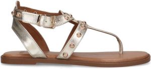 Manfield Dames Goudkleurige leren sandalen met studs
