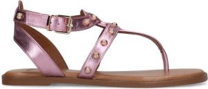 Manfield leren sandalen met studs roze metallic