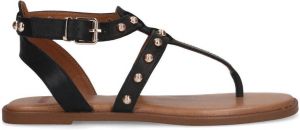 Manfield Dames Zwarte leren sandalen met studs