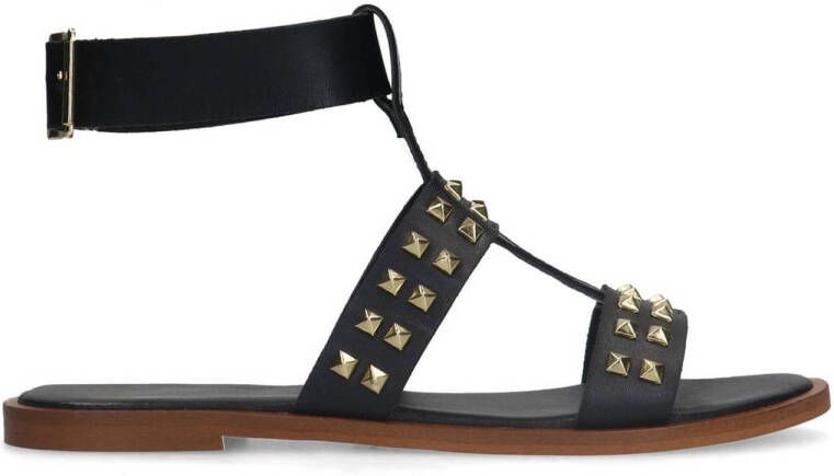 Manfield leren sandalen met studs zwart