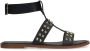 Manfield Dames Zwarte leren sandalen met studs - Thumbnail 1