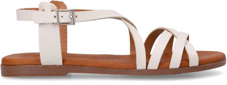 Manfield Dames Witte leren sandalen