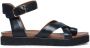 Manfield Dames Zwarte leren plateau sandalen met gespsluiting - Thumbnail 1