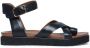 Manfield Dames Leren plateau sandalen met gespsluiting zwart - Thumbnail 1