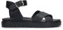 Manfield Dames Zwarte leren sandalen met gekruiste banden - Thumbnail 1