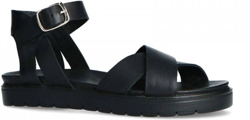 Manfield Dames Zwarte leren sandalen met gekruiste banden - Foto 1