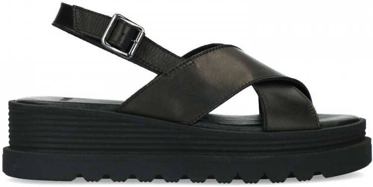 Manfield leren sandalen zwart