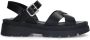 Manfield Dames Zwarte leren sandalen - Thumbnail 1