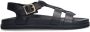 Manfield Dames Zwarte leren sandalen met gespsluiting - Thumbnail 1