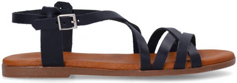 Manfield Dames Zwarte leren sandalen