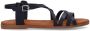 Manfield Dames Zwarte leren sandalen - Thumbnail 1