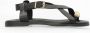 Manfield Dames Zwart leren sandalen met goudkleurig detail - Thumbnail 1