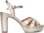 Manfield Dames Goudkleurige leren sandalen met hak - Thumbnail 1