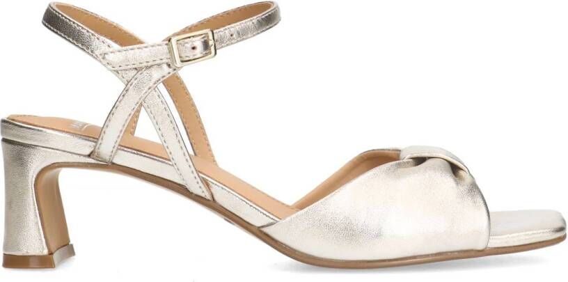 Manfield Dames Gouden leren sandalen met hak