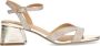 Manfield Dames Gouden leren sandalen met hak en glitters - Thumbnail 1