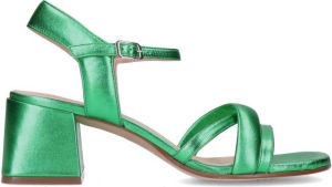 Manfield Dames Groene leren metallic sandalen met hak