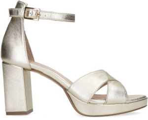 Manfield Dames Zilveren metallic leren sandalen met hak