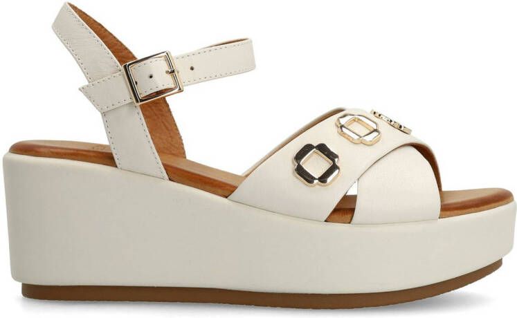 Manfield Dames Witte leren sleehakken