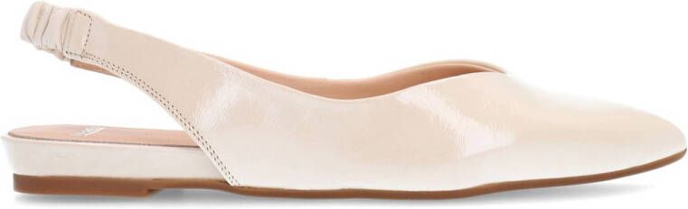 Manfield Dames Off white glanzende leren slingbacks