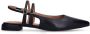 Manfield Dames Zwarte leren slingbacks met dubbele bandjes - Thumbnail 1