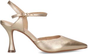 Manfield Dames Goudkleurige leren slingback hakken