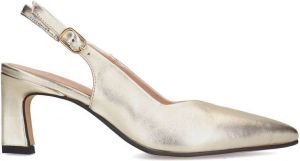 Manfield Dames Goudkleurige leren slingback pumps
