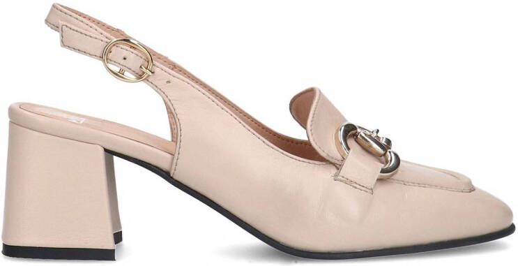 Manfield leren slingback pumps met gesp ecru