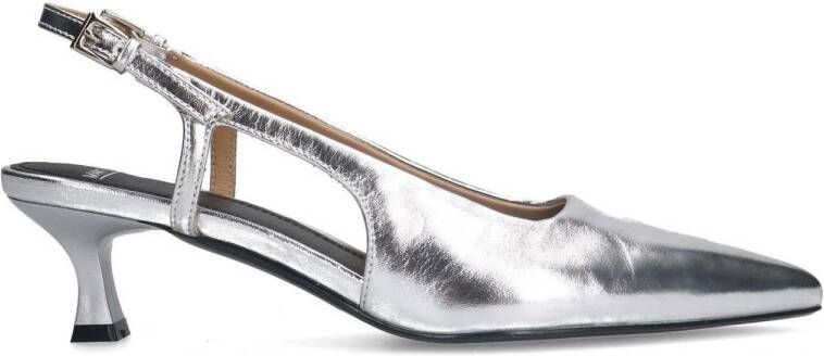 Manfield leren slingback pumps zilver