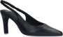 Manfield Dames Zwarte leren slingbacks - Thumbnail 1