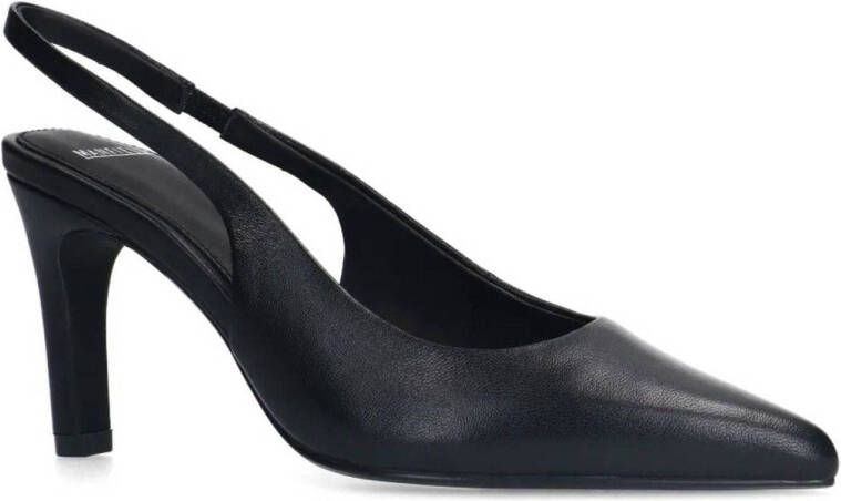 Manfield Dames Zwarte leren slingbacks