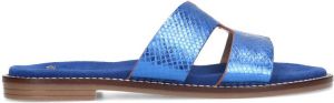 Manfield Dames Blauwe metallic slippers