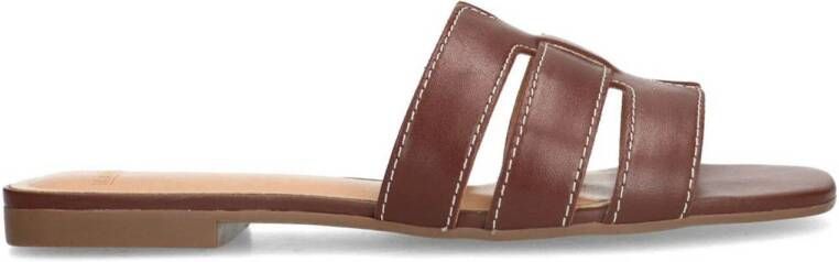 Manfield Dames Bruine leren slippers