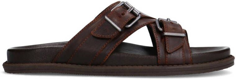 Manfield Heren Bruine leren slippers