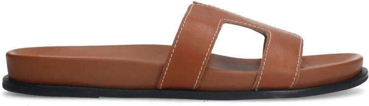 Manfield leren slippers cognac