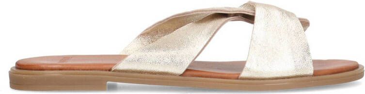 Manfield leren slippers goud