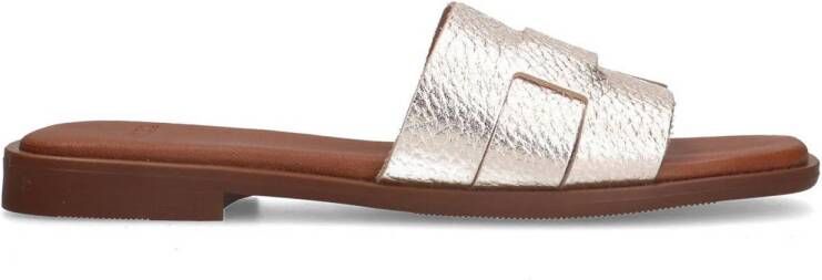 Manfield leren slippers goud