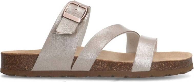 Manfield leren slippers goud