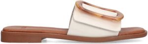 Manfield Dames Witte leren sandalen met gesp