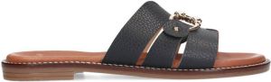 Manfield leren slippers met gesp zwart