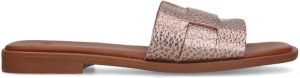Manfield Dames Zilverkleurige gevlochten leren sandalen