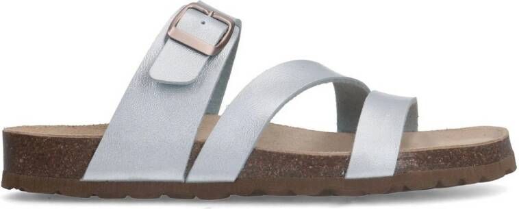 Manfield leren slippers zilver